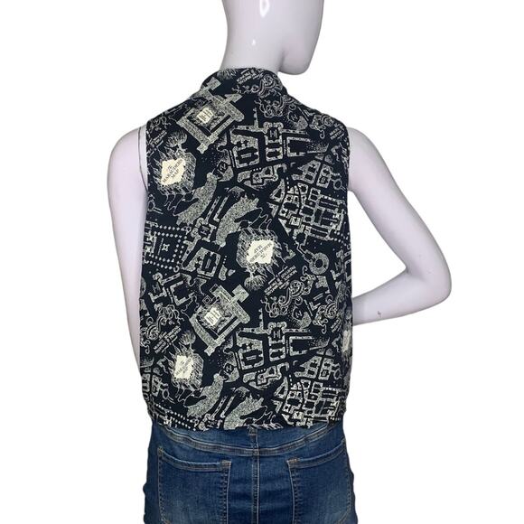 Harry Potter The Marauder's Map Print Top Sleeveless Buttons Down Size XL Junior - Picture 4 of 13